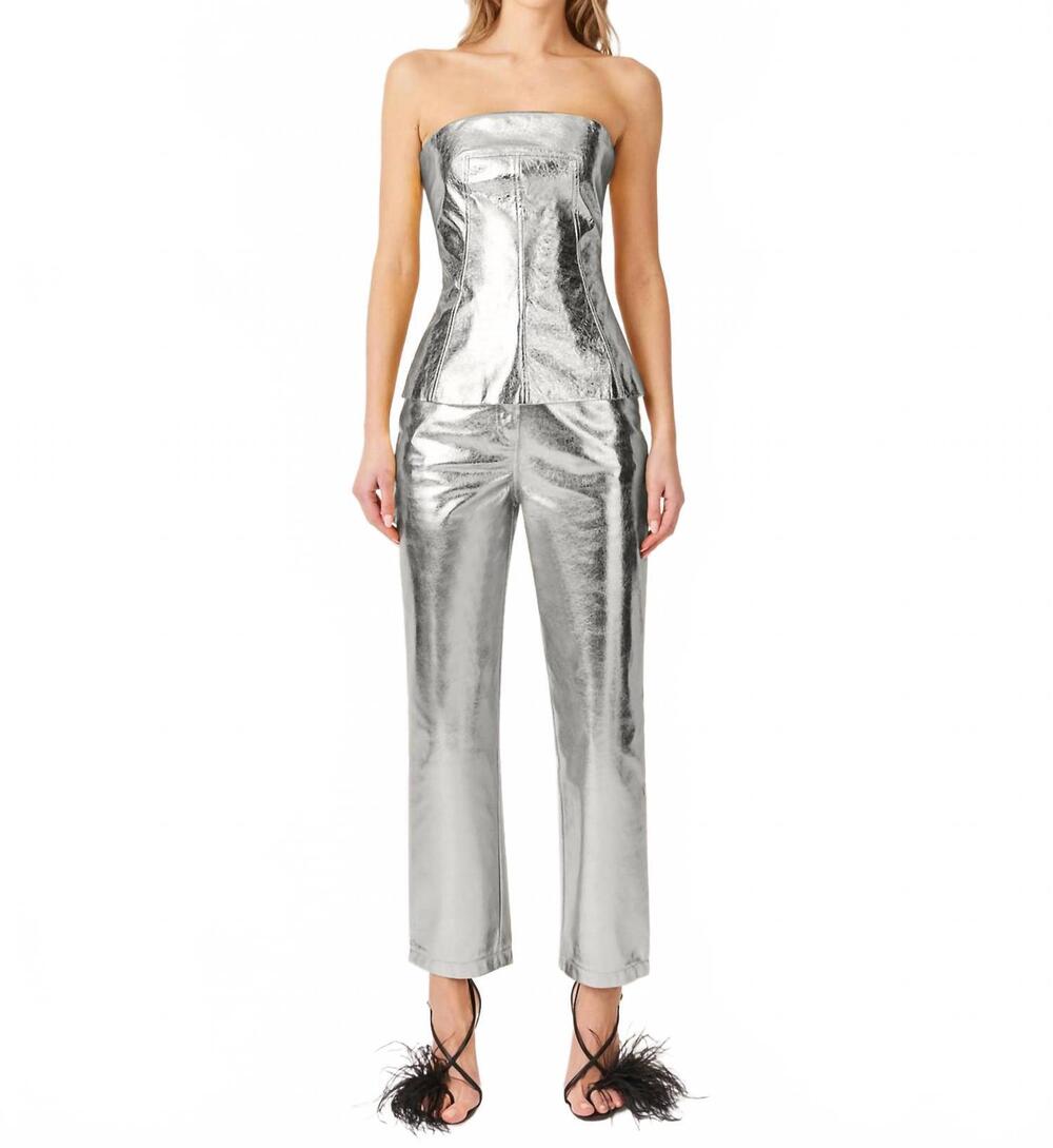 NEW AMYLYNN johanna bandeau top in silver